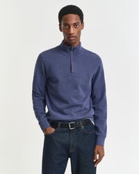 sacker rib halfzip sweatshirt - dunkelblau meliert