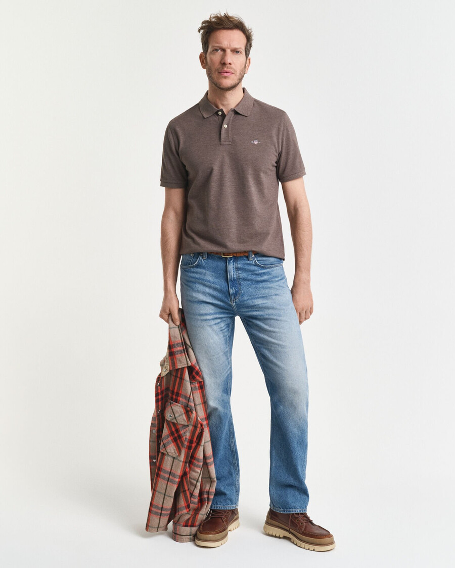 poloshirt aus piqué mit regulärer passform – seawood melange