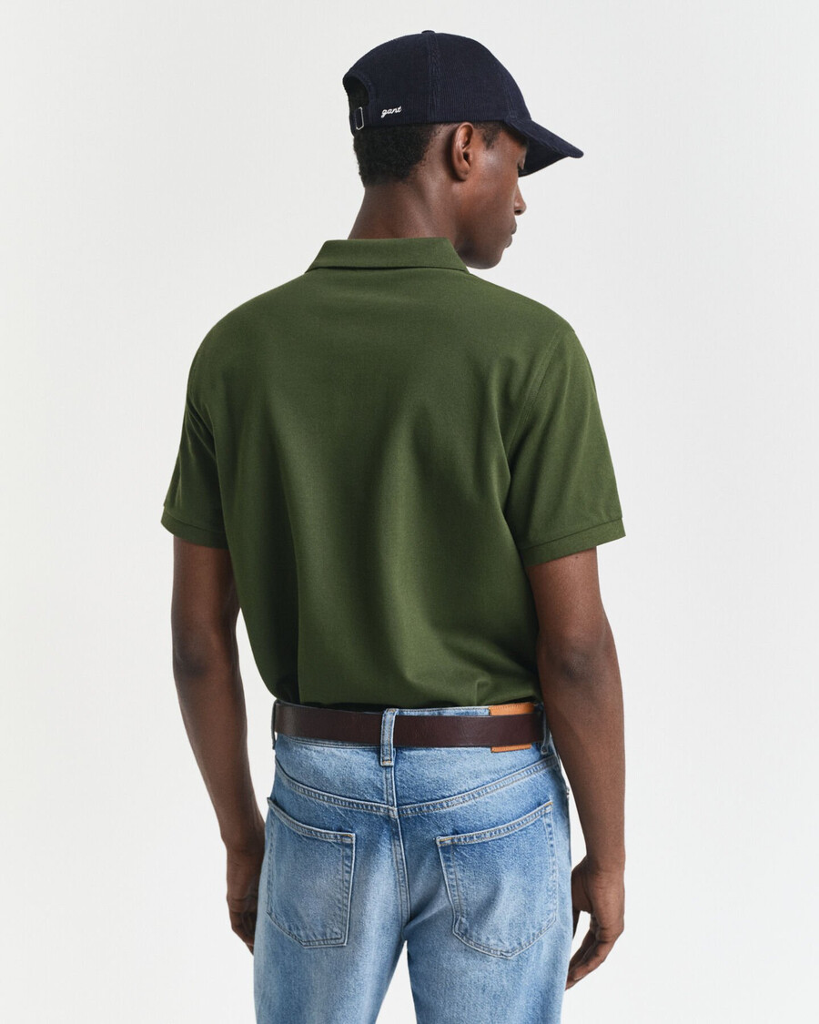 poloshirt aus piqué-leder mit regulärer passform – country green