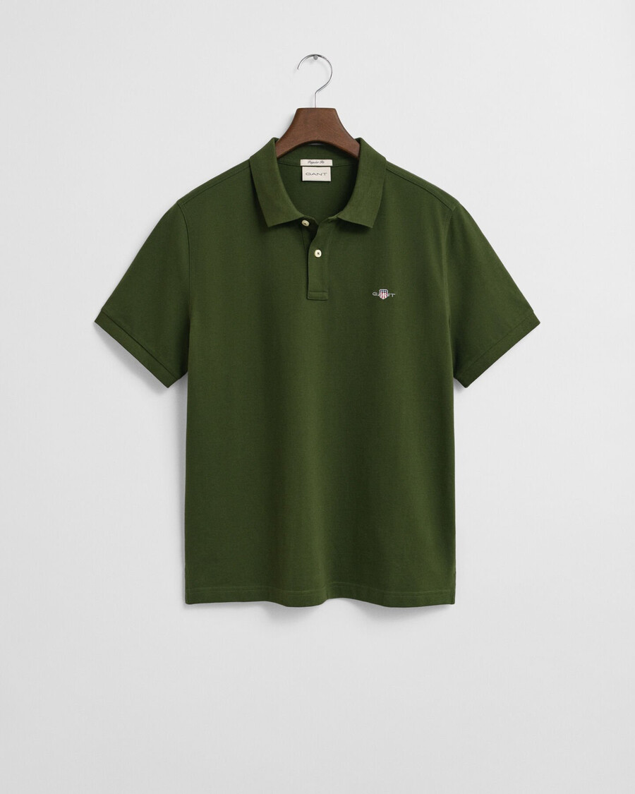 poloshirt aus piqué-leder mit regulärer passform – country green