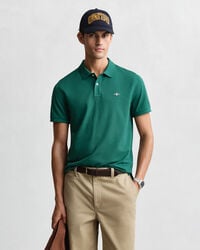 poloshirt aus piqué mit regulärer passform – dunkelwaldgrün