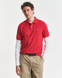 poloshirt aus piqué mit regulärer passform – rubinrot
