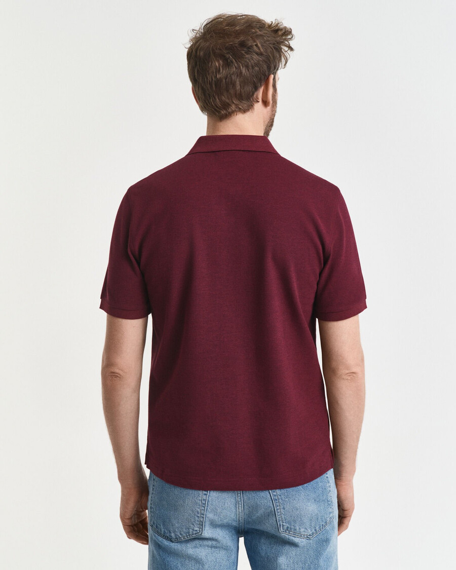 regular fit shield piqué-poloshirt – bordeaux melange