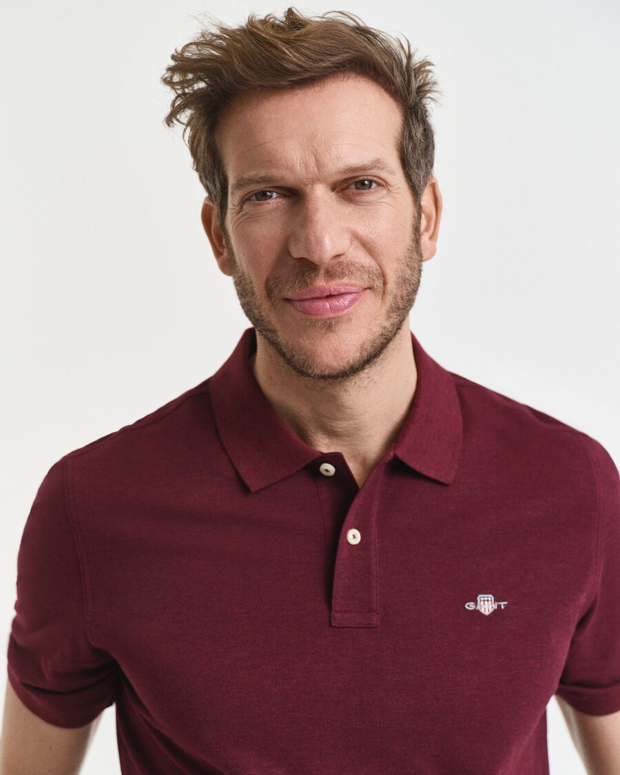 regular fit shield piqué-poloshirt – bordeaux melange
