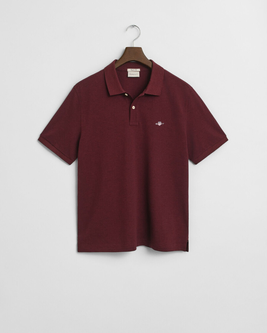 regular fit shield piqué-poloshirt – bordeaux melange