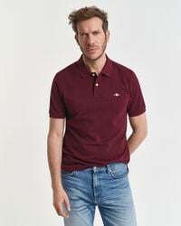 regular fit shield piqué-poloshirt – bordeaux melange