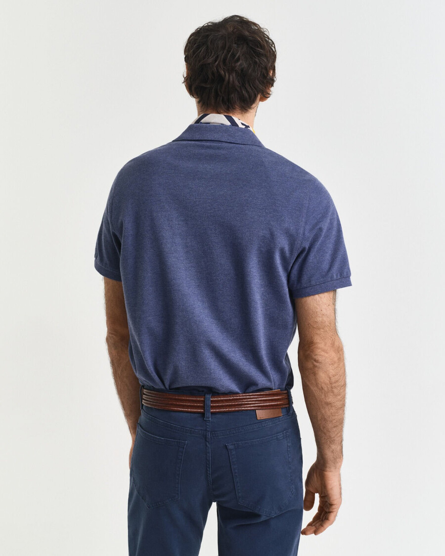 regular fit shield piqué-poloshirt – dk jeansblue melange
