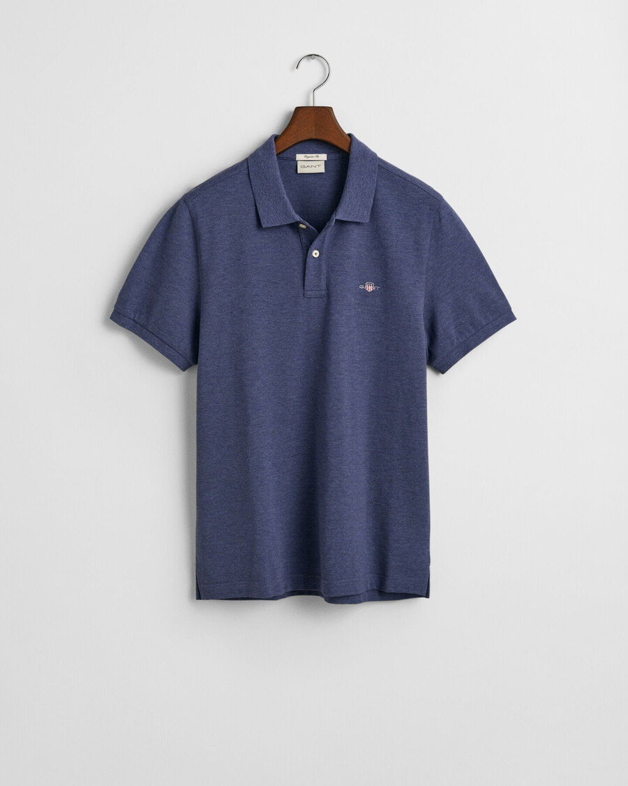 regular fit shield piqué-poloshirt – dk jeansblue melange