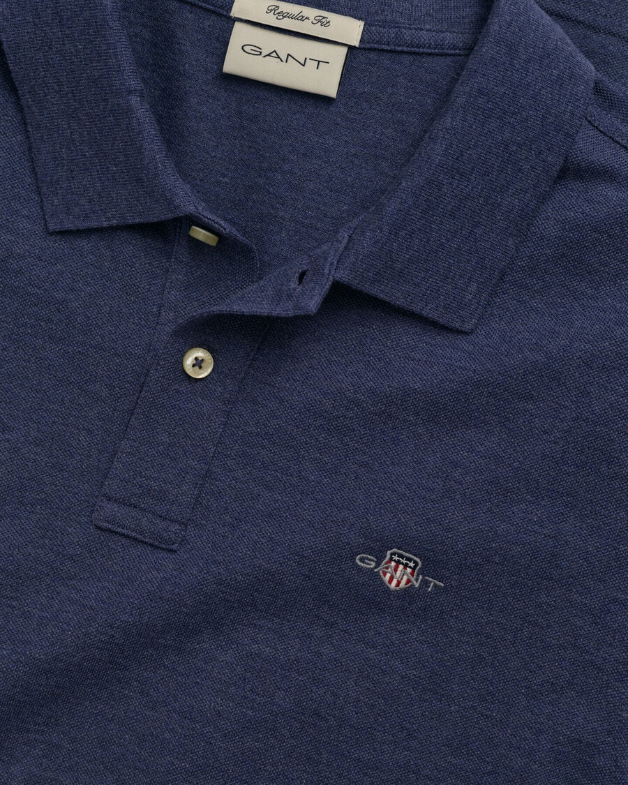 regular fit shield piqué-poloshirt – dk jeansblue melange