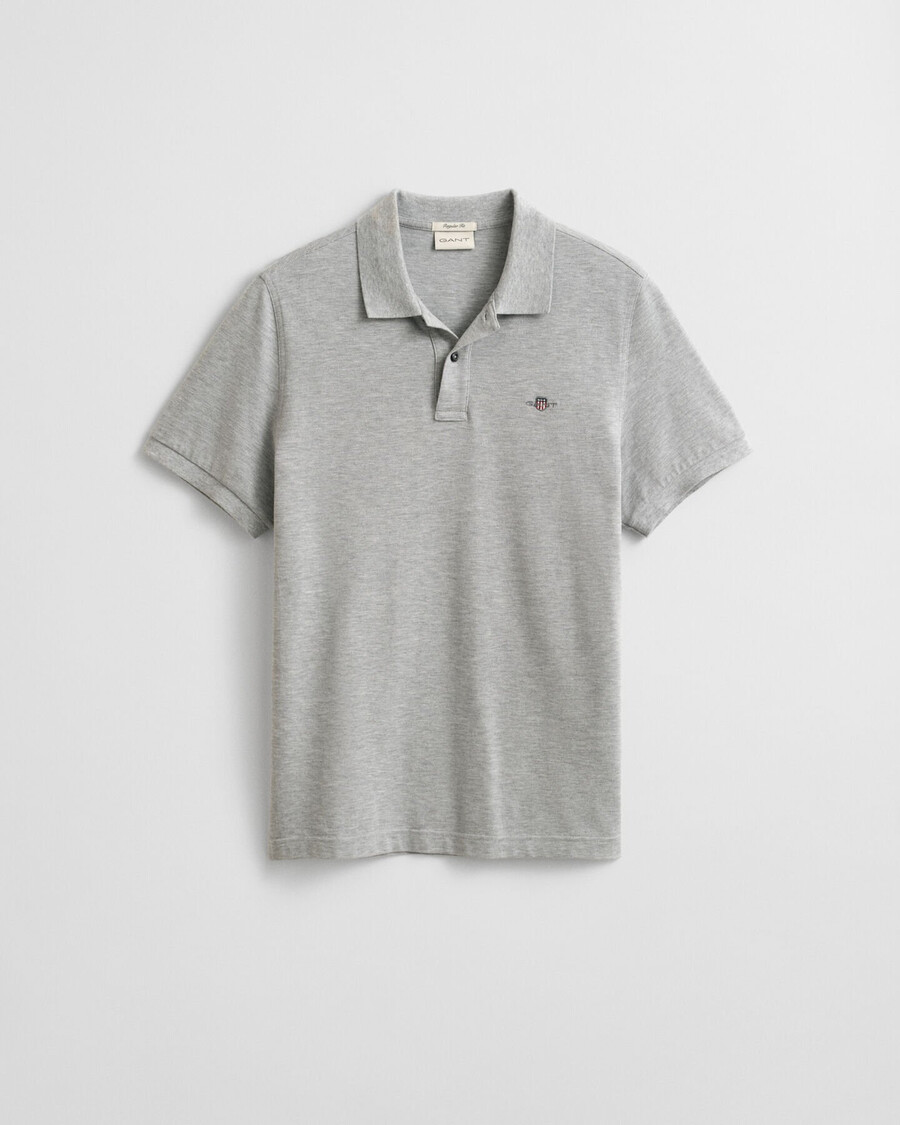 poloshirt aus piqué mit regulärer passform – grau meliert