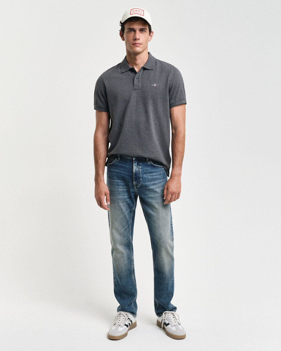 regular fit shield piqué-poloshirt – anthrazit-melange