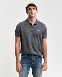 regular fit shield piqué-poloshirt – anthrazit-melange
