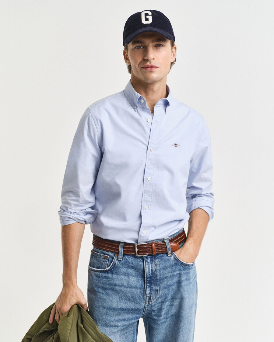 klassisches slim-fit-popelinehemd – hellblau