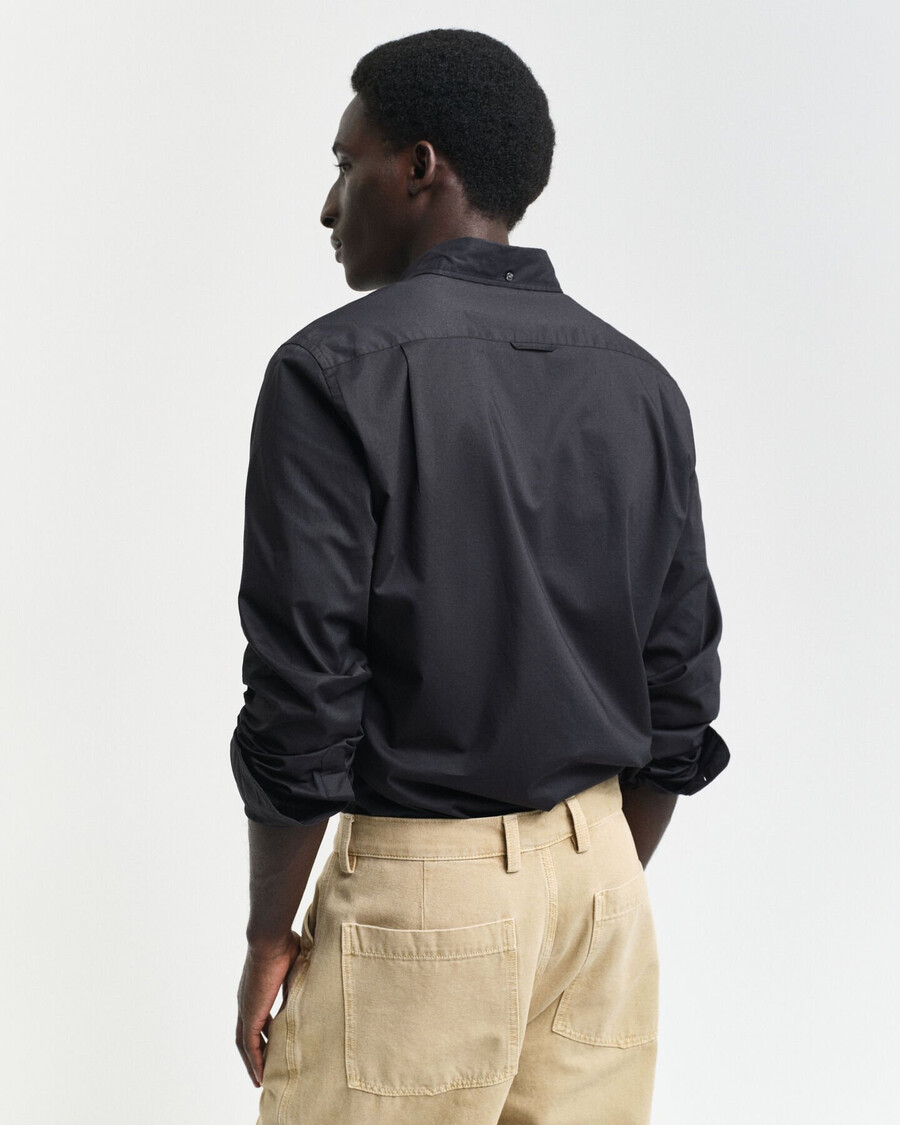 klassisches slim-fit-popelinehemd – schwarz