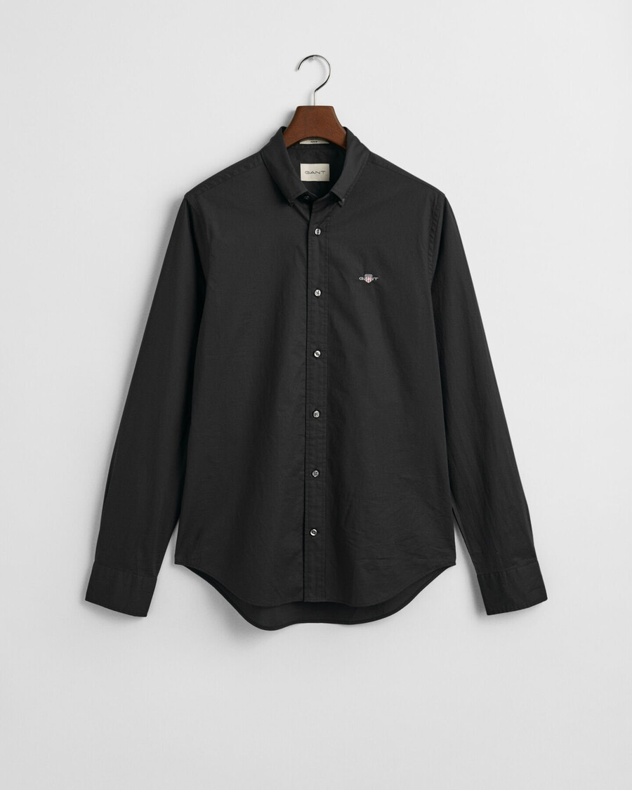 klassisches slim-fit-popelinehemd – schwarz