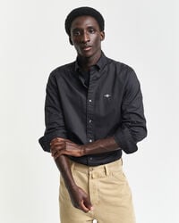 klassisches slim-fit-popelinehemd – schwarz