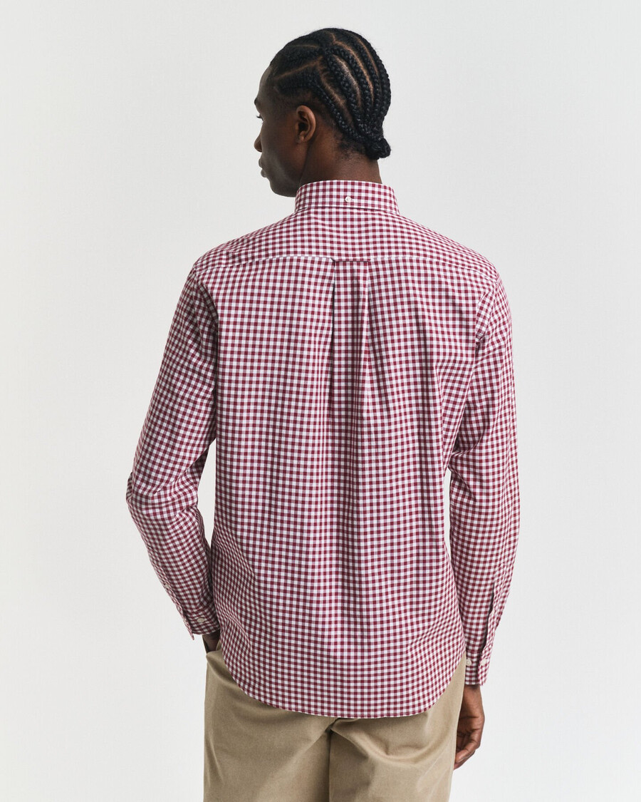 klassisches gingham-popeline-hemd in regulärer passform – rot