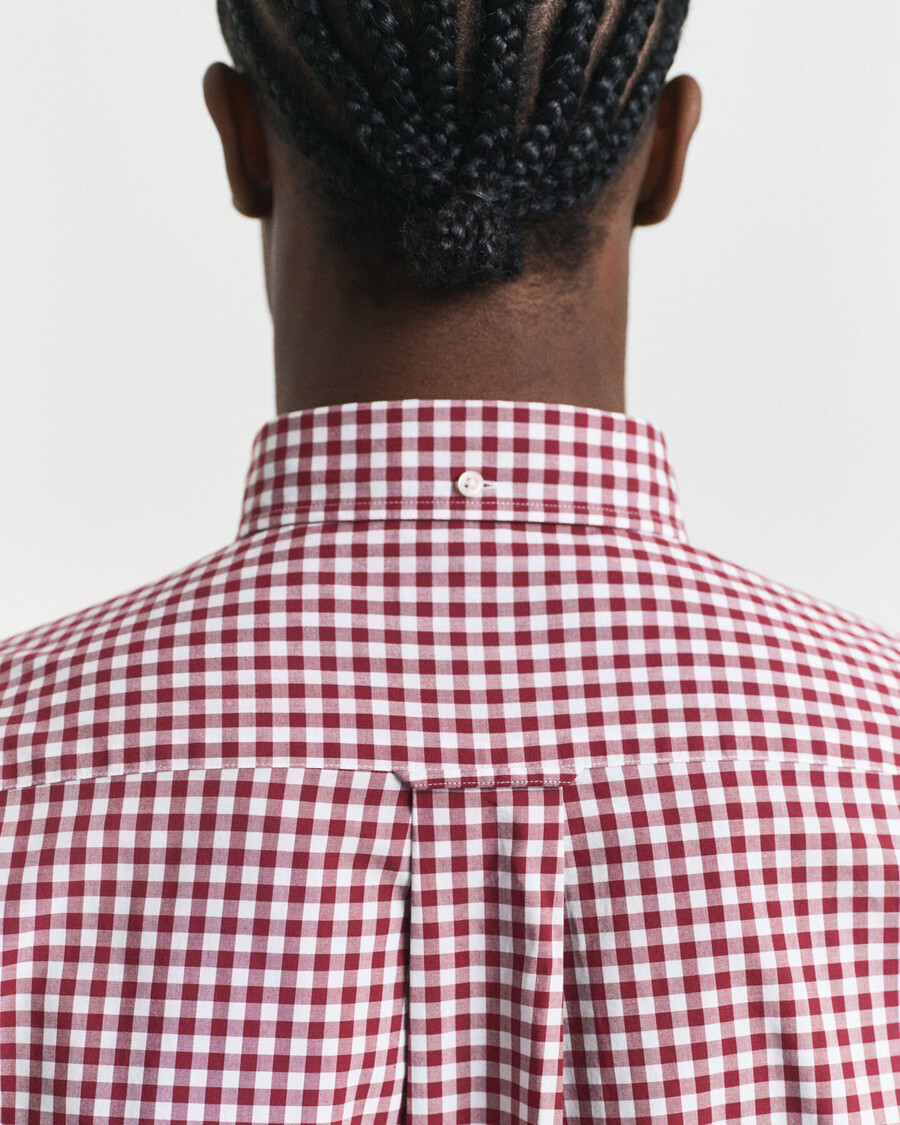 klassisches gingham-popeline-hemd in regulärer passform – rot