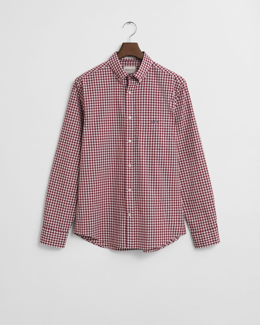 klassisches gingham-popeline-hemd in regulärer passform – rot