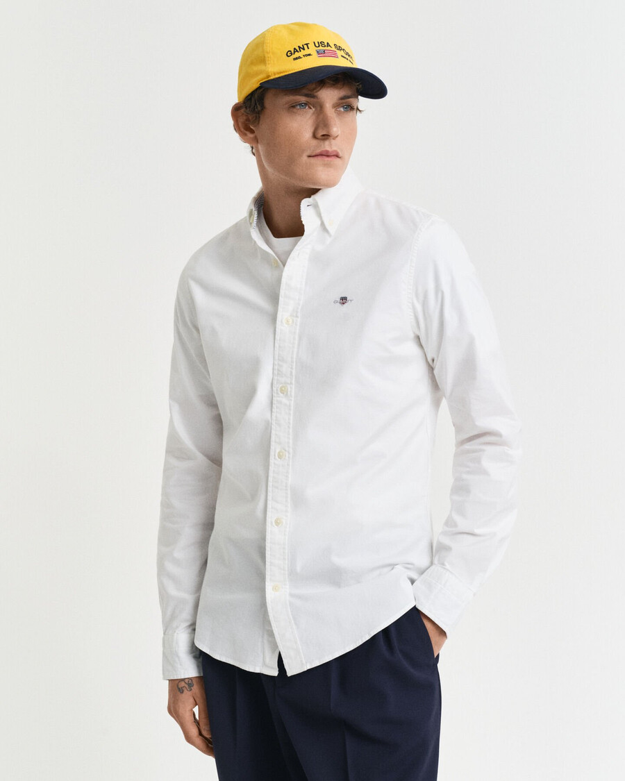 slim-fit oxford-stretchhemd – weiß