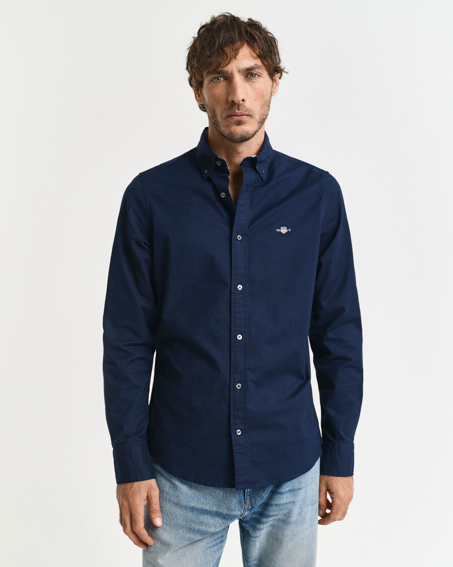 slim-fit oxford stretchhemd – marine