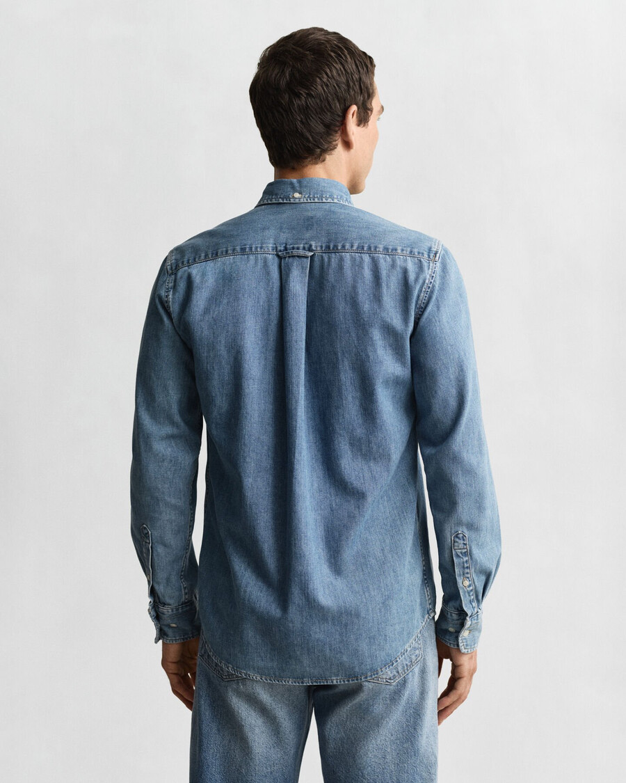 jeanshemd in regulärer passform – hellblau used-look