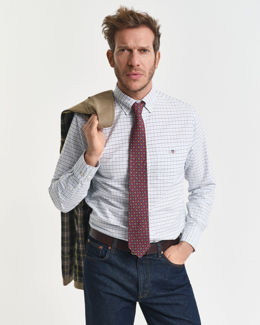 tattersall classic oxford-hemd in regulärer passform – hellblau