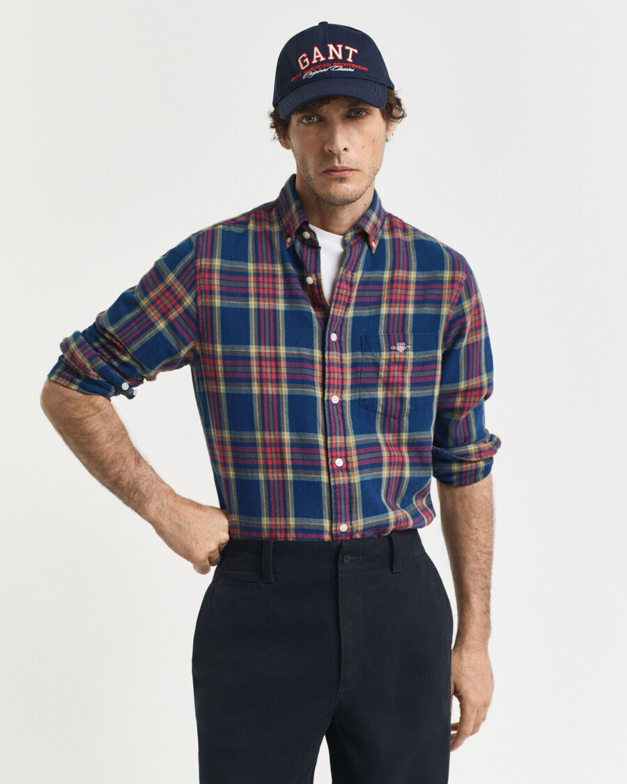 regular fit kariertes twillhemd in indigo