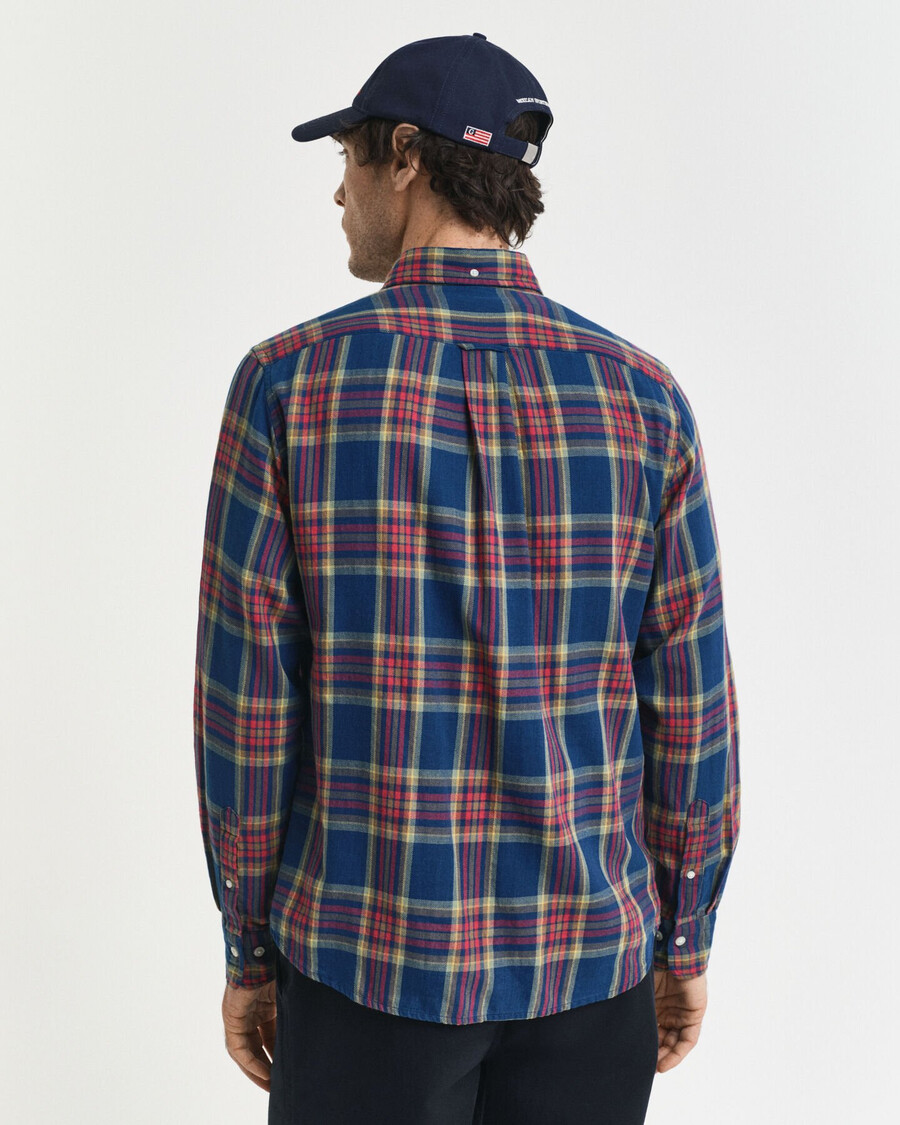regular fit kariertes twillhemd in indigo