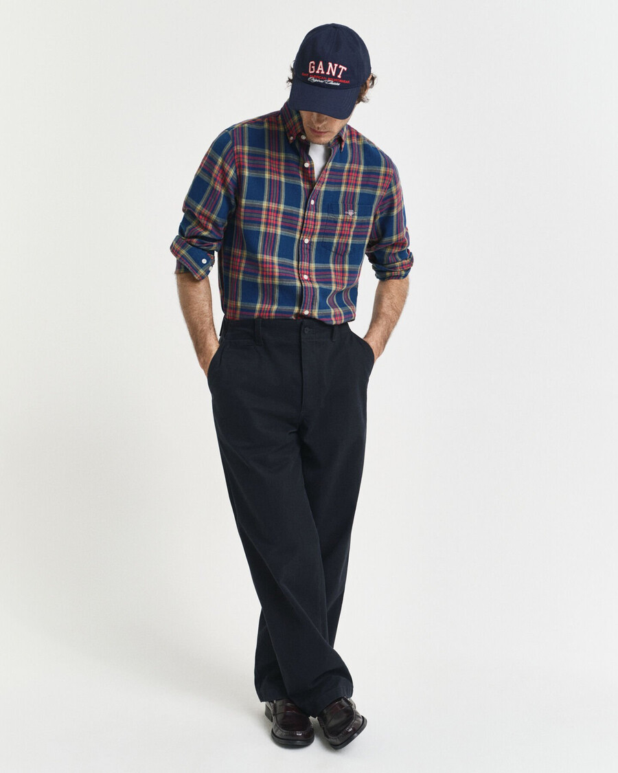 regular fit kariertes twillhemd in indigo