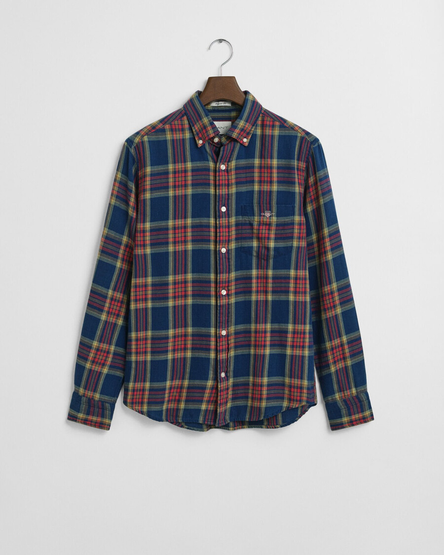 regular fit kariertes twillhemd in indigo