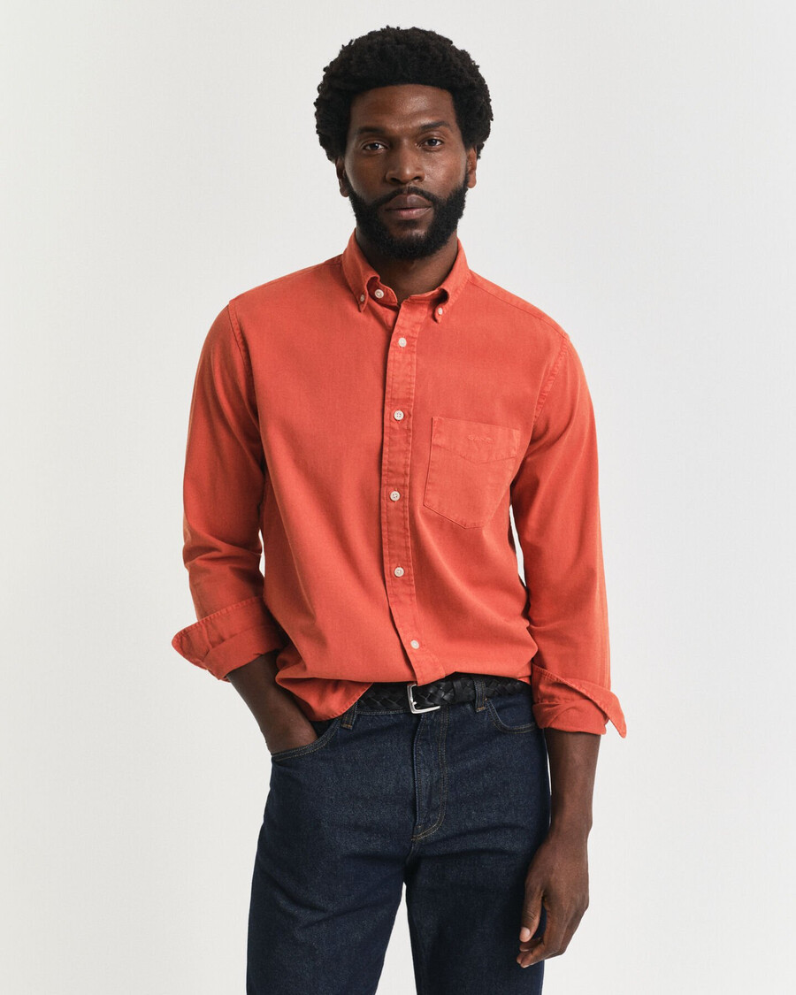 regular fit twillhemd – tiefes orange