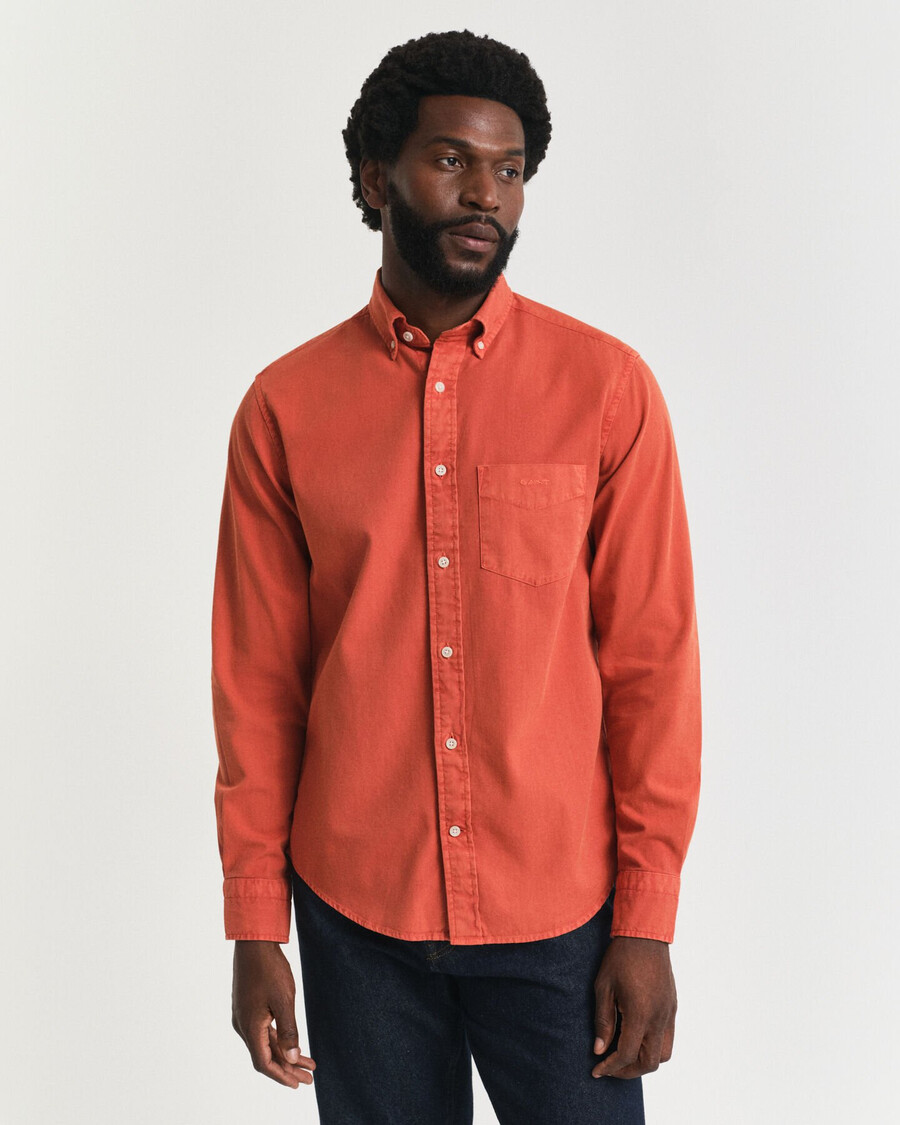 regular fit twillhemd – tiefes orange