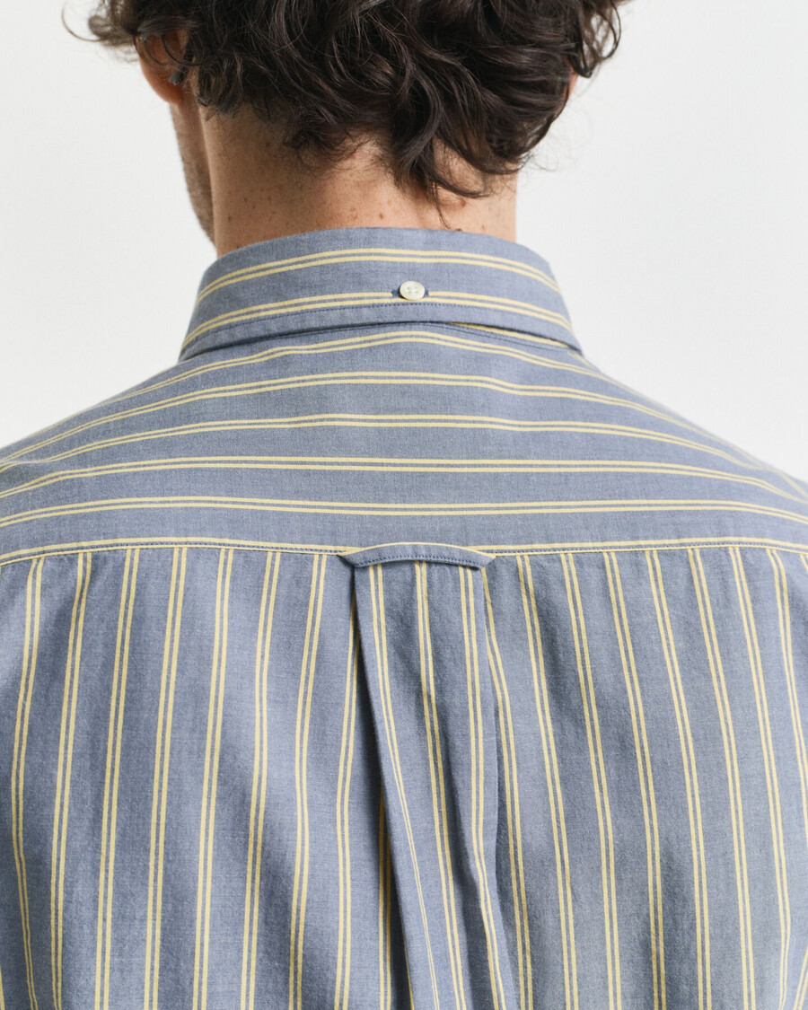 regular fit gestreiftes popelinehemd aus der archive-kollektion – marineblau