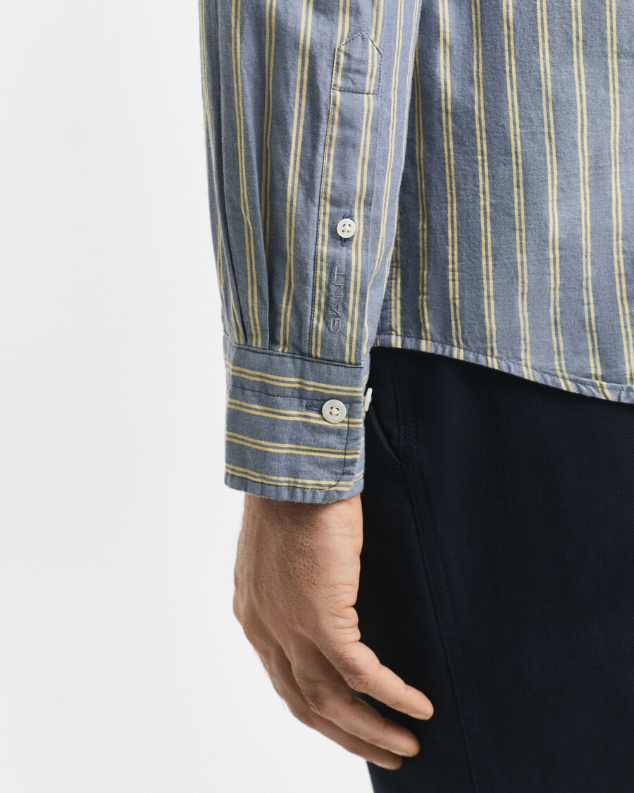 regular fit gestreiftes popelinehemd aus der archive-kollektion – marineblau