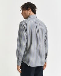 regular fit gestreiftes popelinehemd aus der archive-kollektion – marineblau