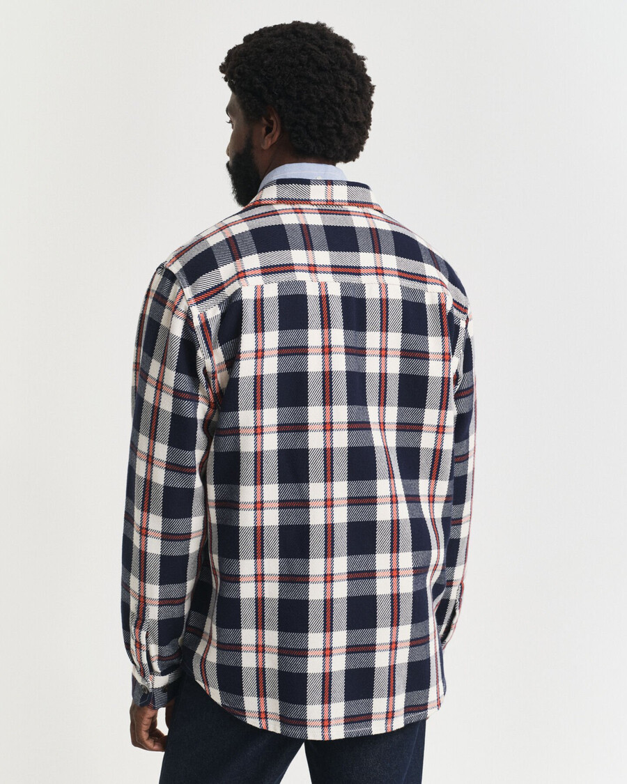 kariertes schweres twill-overshirt – abendblau