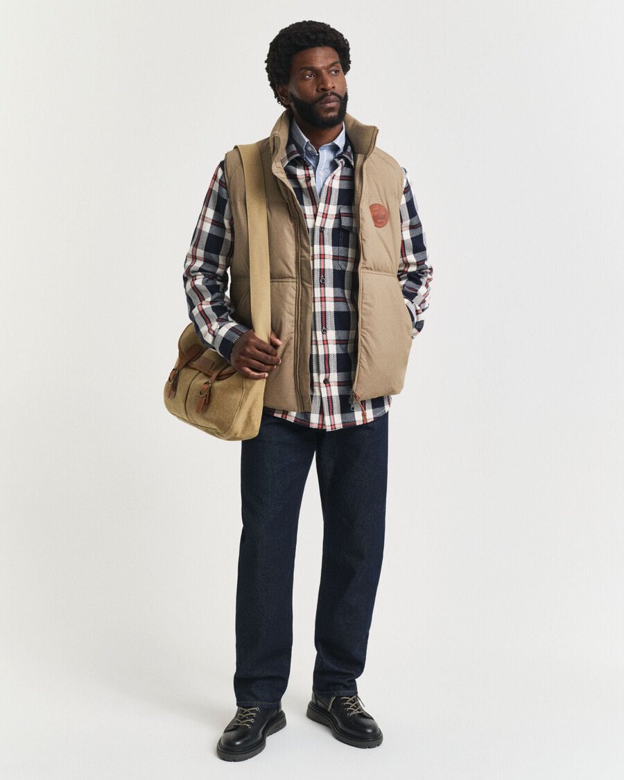 kariertes schweres twill-overshirt – abendblau