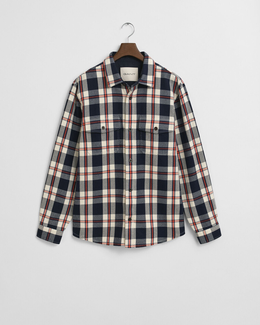 kariertes schweres twill-overshirt – abendblau