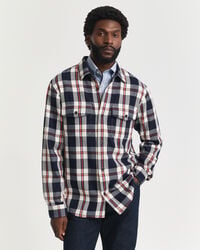 kariertes schweres twill-overshirt – abendblau