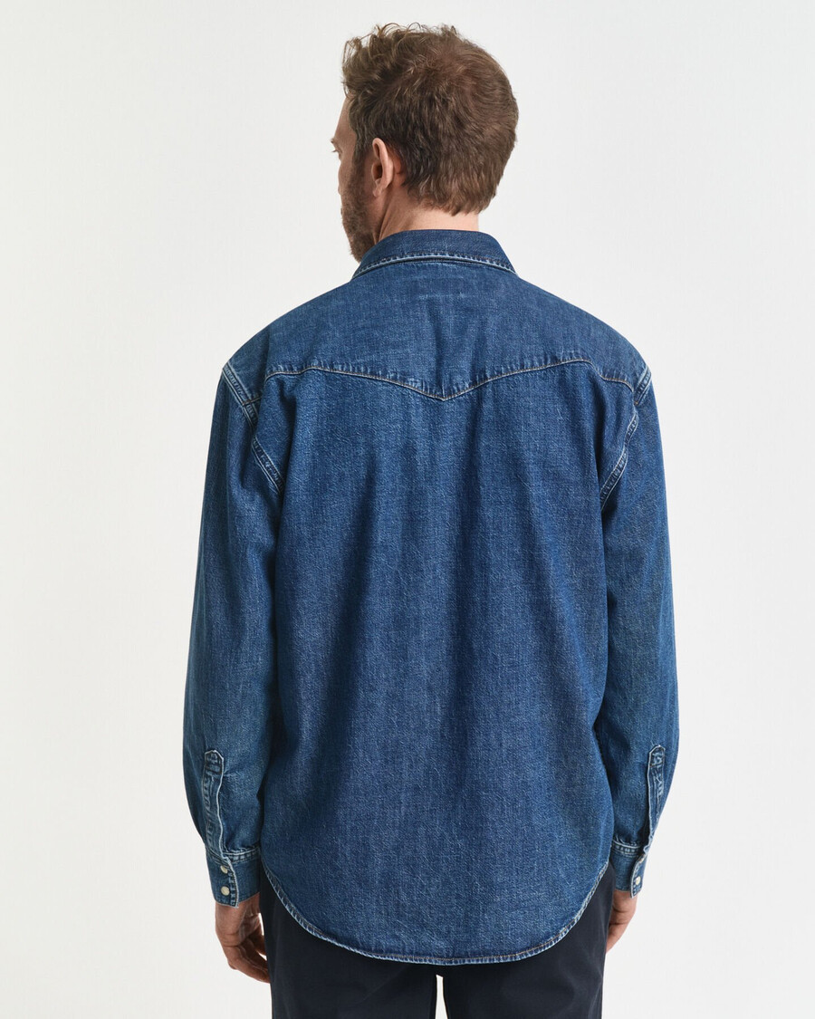 relaxed fit denim rodeo hemd - mittelblau vintage