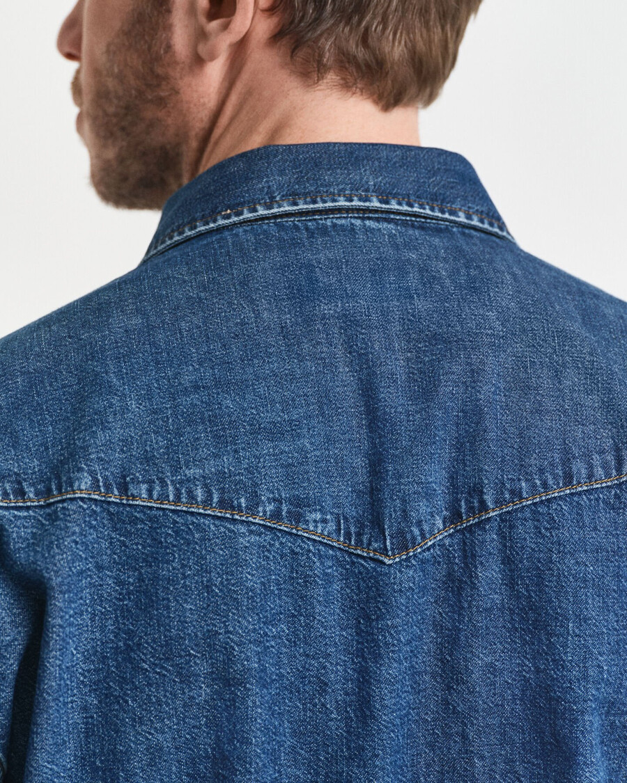 relaxed fit denim rodeo hemd - mittelblau vintage