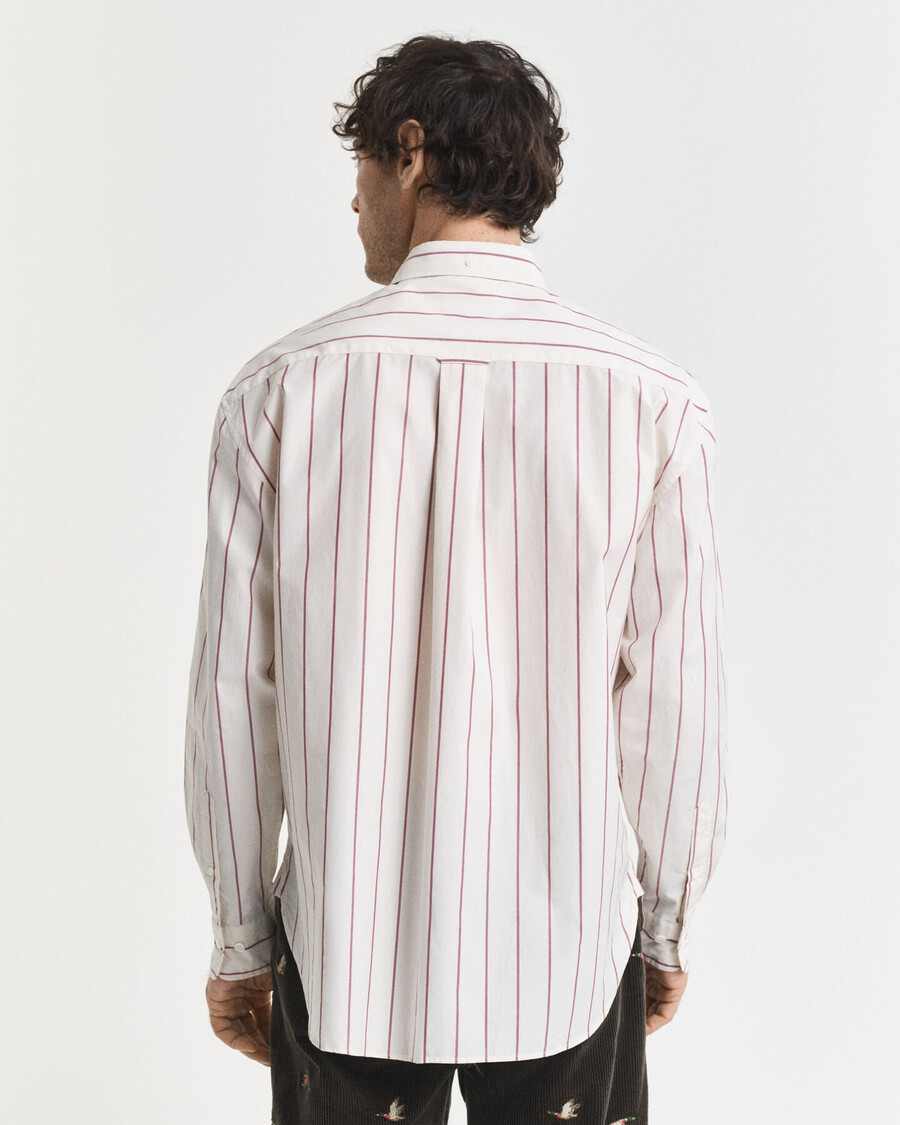 gestreiftes popelinehemd in lockerer passform – creme