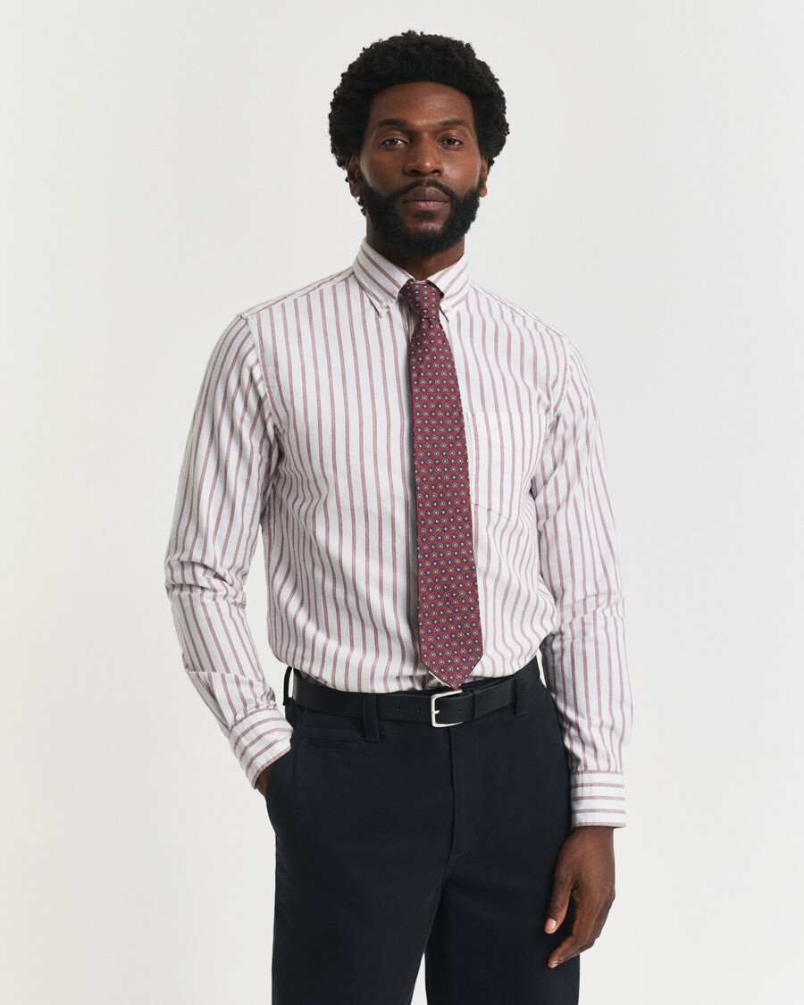 regular fit gestreiftes oxford-hemd aus der archive-kollektion – eierschale