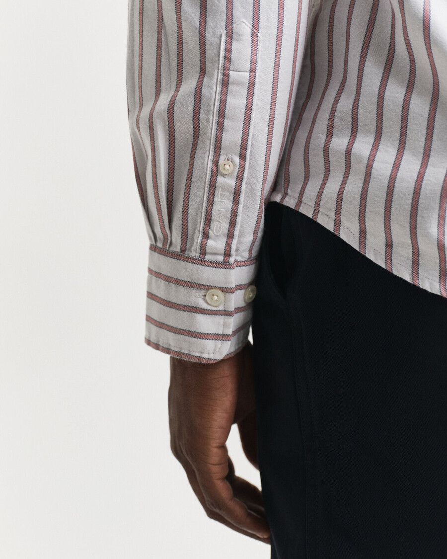 regular fit gestreiftes oxford-hemd aus der archive-kollektion – eierschale