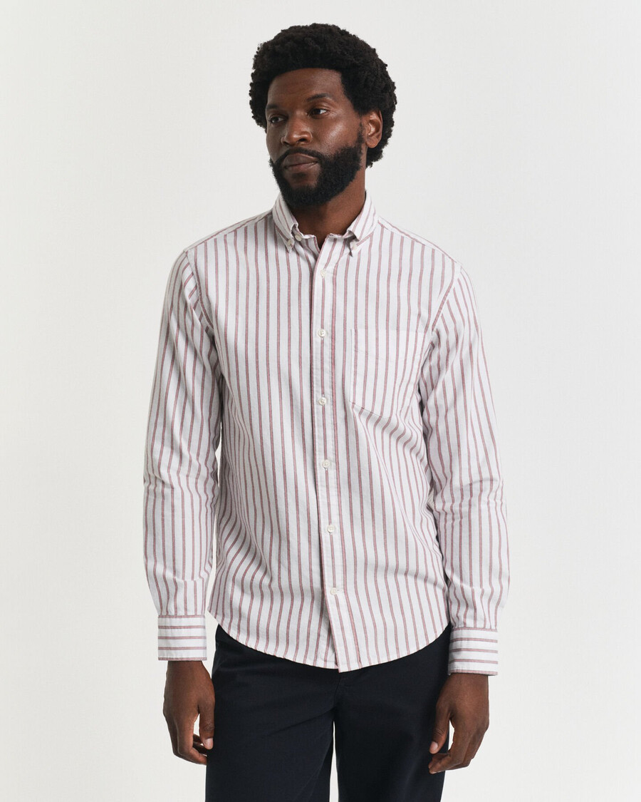 regular fit gestreiftes oxford-hemd aus der archive-kollektion – eierschale
