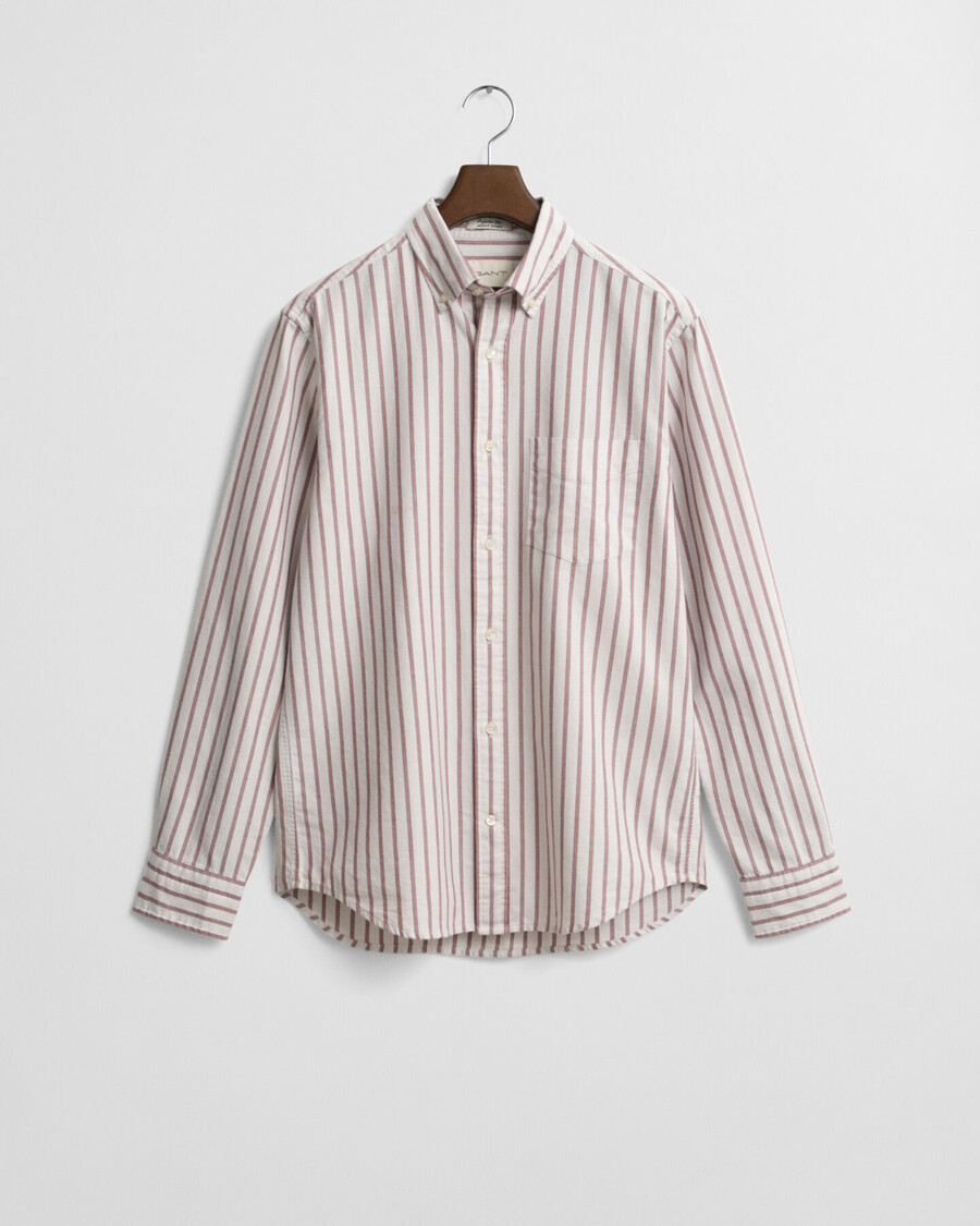 regular fit gestreiftes oxford-hemd aus der archive-kollektion – eierschale