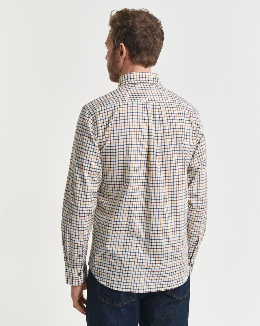 regular fit tattersall-karohemd aus twill – mahagonibraun