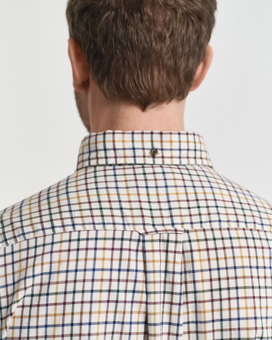 regular fit tattersall-karohemd aus twill – mahagonibraun