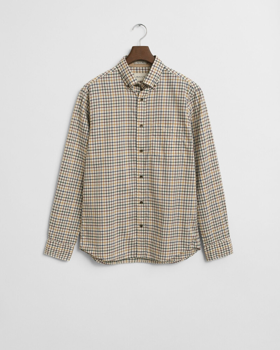 regular fit tattersall-karohemd aus twill – mahagonibraun